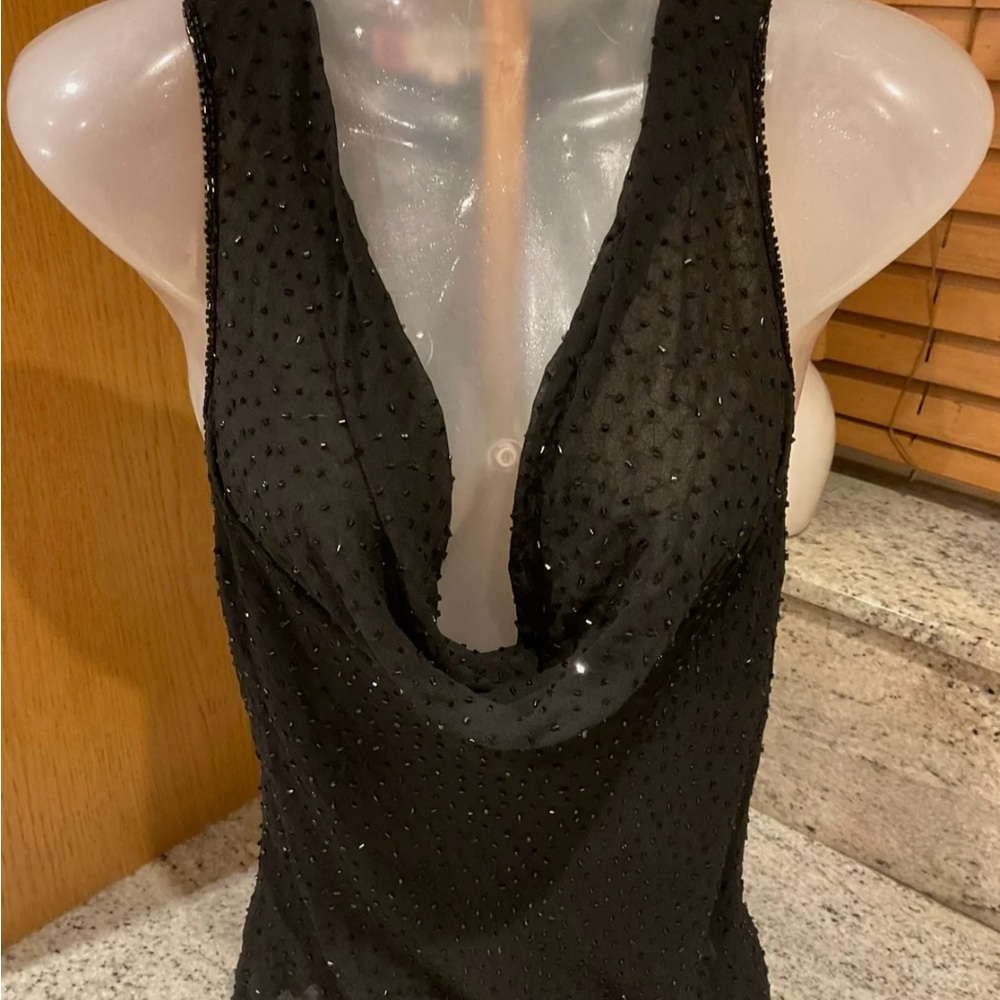 Black Embellished Cut Out Sleeveless Tank Top
